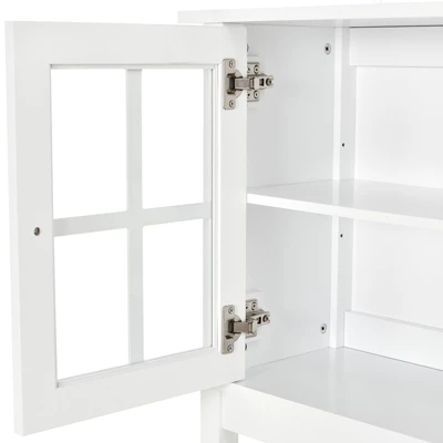 HOMCOM Kitchen Credenza & Sideboard Buffet Cabinet With 2 Glass Doors & Storage Shelves - Image 7