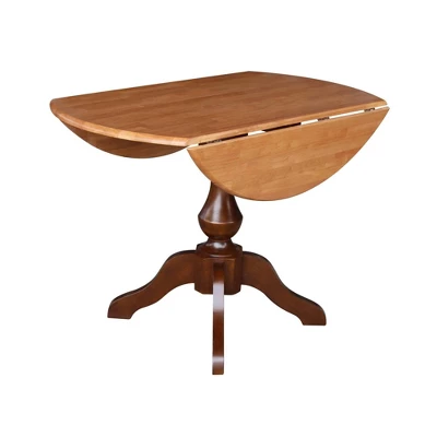 30.3" Gracelyn Round Dual Drop Leaf Pedestal Extendable Dining Table Cinnamon/Espresso - International Concepts - Image 5