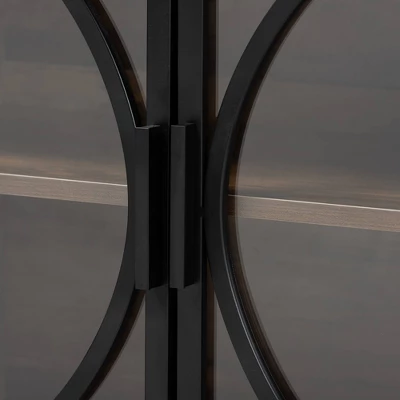 Carter Wood And Metal 2 Door Sideboard Dining Cabinet Walnut Brown/Black - Baxton Studio - Image 5