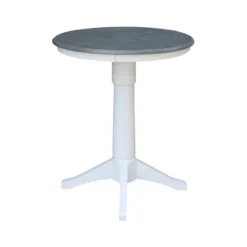 36" Counter Height Lane Round Pedestal Table White/Heather Gray - International Concepts
