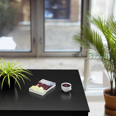 3pcs Dining Set Modern Studio Collection Table With 2 Benches Wood Legs Black - Image 9