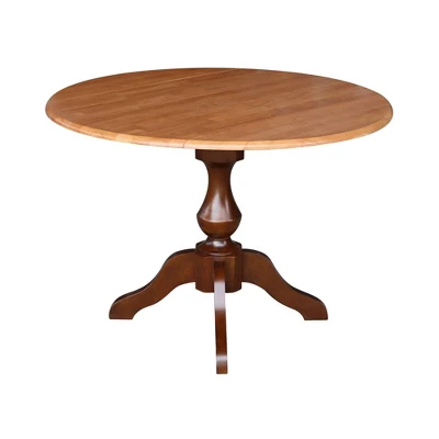 30.3" Gracelyn Round Dual Drop Leaf Pedestal Extendable Dining Table Cinnamon/Espresso - International Concepts