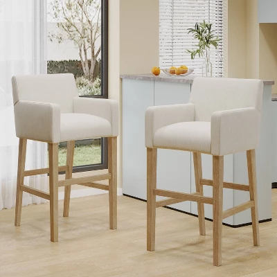 Set Of 2 30.5" Armga Contemporary Fabric Upholstered Wood Counter Height Barstools - Christopher Knight Home