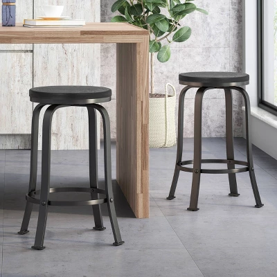 Set Of 2 Skyla Modern Industrial Swivel Counter Height Barstool - Christopher Knight Home