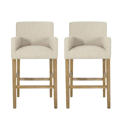 Set Of 2 30.5" Armga Contemporary Fabric Upholstered Wood Counter Height Barstools - Christopher Knight Home - Image 9