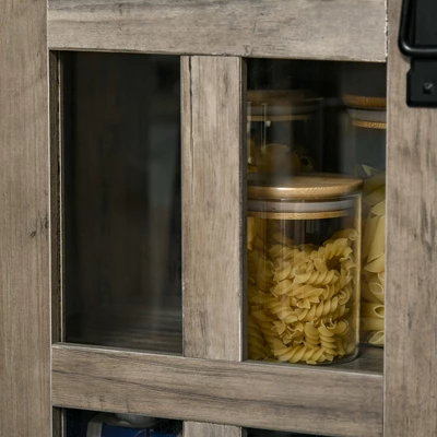 HOMCOM Sideboard Storage Cabinet, Kitchen Cupboard Buffet Server With Glass Doors, 2 Drawers & Adjustable Shelves For Living Room - Image 4