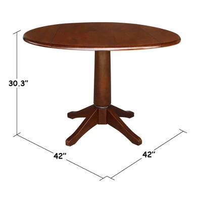 30.3" Thea Round Dual Drop Leaf Extendable Dining Table Espresso Brown - International Concepts - Image 6