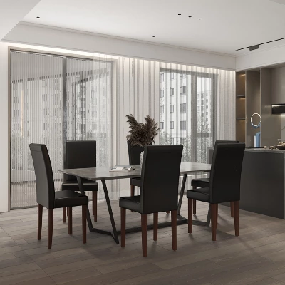 Emma And Oliver Six Mid-Century Parsons Chairs And Hardwood Frame For Kitchen, Dining Room & More