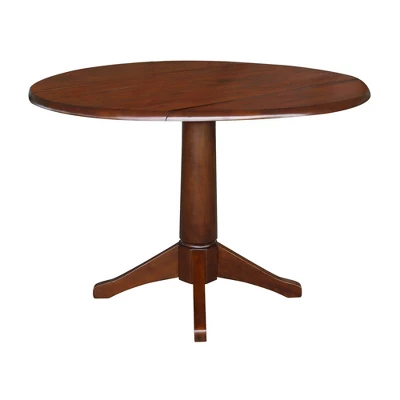 30.3" Thea Round Dual Drop Leaf Extendable Dining Table Espresso Brown - International Concepts