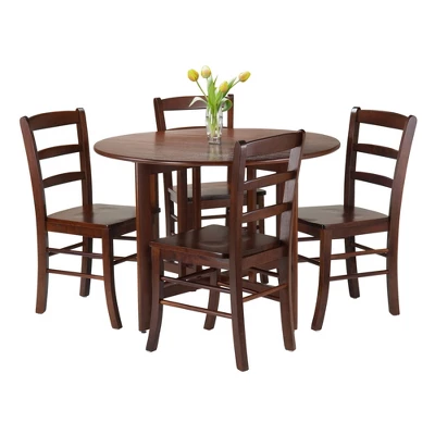 5pc Alamo Drop Leaf Dining Set With Ladder Back Chairs Wood/Walnut- Winsome