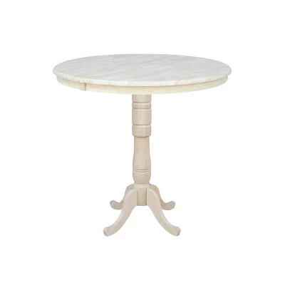 36" Round Extendable Table With 12" Drop Leaf Unfinished - International Concepts - Image 9