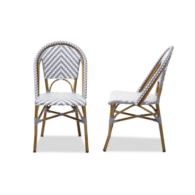 Set Of 2 Celie Indoor And Outdoor Stackable Bistro Dining Chairs - Baxton Studio - Image 2