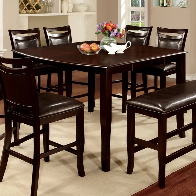 Burton Rounded Wooden Counter Extendable Dining Table Espresso - MiBasics