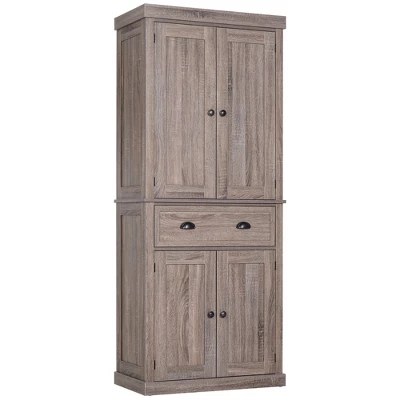 HOMCOM 72" Traditional Freestanding Kitchen Pantry Cupboard With 2 Cabinet, Drawer And Adjustable Shelves - Image 8