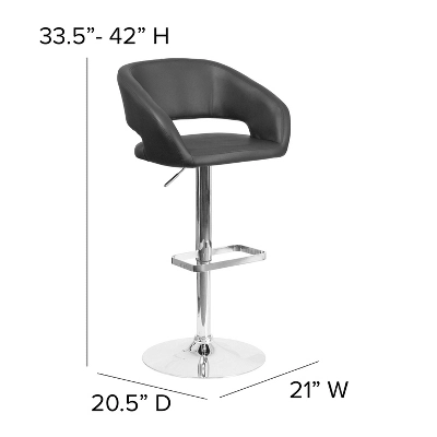 Flash Furniture Contemporary Vinyl Adjustable Height Barstool With Rounded Mid-Back - Image 3