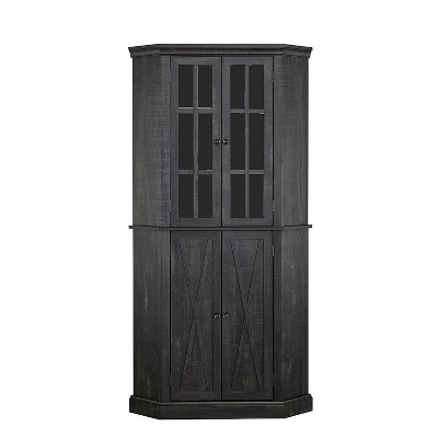 Home Source Enclosed Charcoal Corner Cabinet - Image 4