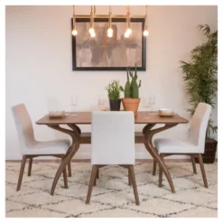 5pc Orrin Dining Set Natural Walnut/Light Beige - Christopher Knight Home