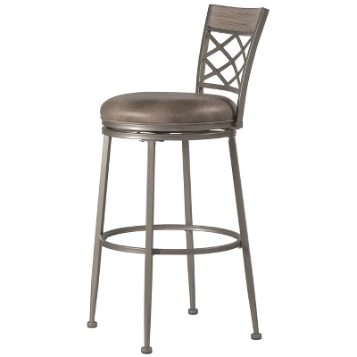 30" Hutchinson Swivel Barstool Pewter/Aged Ivory - Hillsdale Furniture