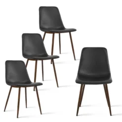 Set Of 4 Bingo Faux Leather Dining Chair Walnut Leg-Maison Boucle‎