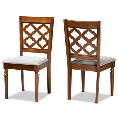 2pc Ramiro Fabric And Wood Dining Chairs Set - Baxton Studio - Image 8
