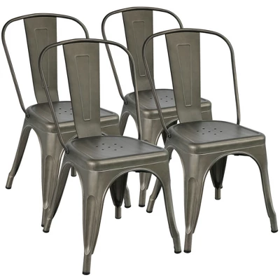 Yaheetech Pack Of 4 Stackable Classic Metal Dining Chair For Indoor Outdoor - Image 9