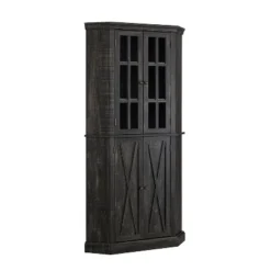 Home Source Enclosed Charcoal Corner Cabinet