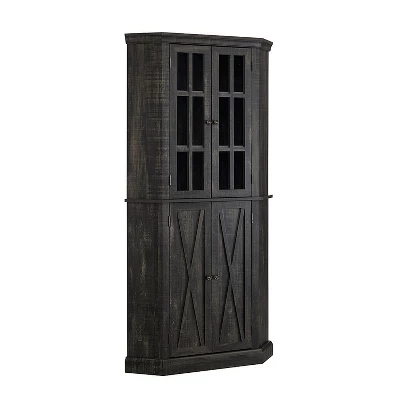 Home Source Enclosed Charcoal Corner Cabinet