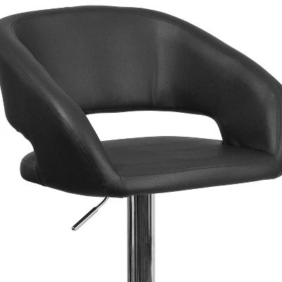 Flash Furniture Contemporary Vinyl Adjustable Height Barstool With Rounded Mid-Back - Image 4