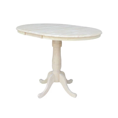 36" Round Extendable Table With 12" Drop Leaf Unfinished - International Concepts - Image 3