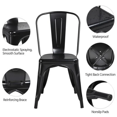 Yaheetech Pack Of 4 Stackable Classic Metal Dining Chair For Indoor Outdoor - Image 3