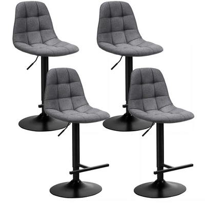 Costway Adjustable Bar Stools Swivel Counter Height Linen Chairs With Back Gray - Image 10
