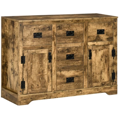 HOMCOM Industrial Buffet Cabinet Free Standing Kitchen Sideboard With Five Drawers Two Door Cabinets Adjustable Shelf For Living Room - Image 7