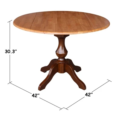 30.3" Gracelyn Round Dual Drop Leaf Pedestal Extendable Dining Table Cinnamon/Espresso - International Concepts - Image 6