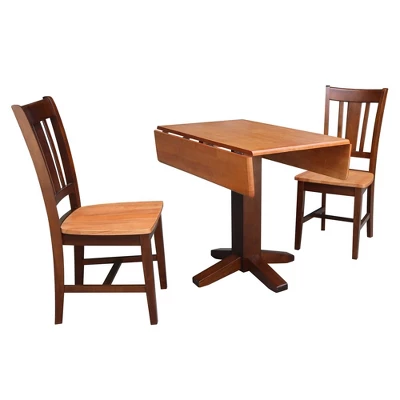 Set Of 3 36" Square Dual Dining Table With 2 San Remo Chairs Cinnamon/Brown - International Concepts - Image 5