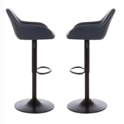 Set Of 2 Mid Century Modern Leatherette Gaslift Adjustable Swivel Barstool - Glitzhome