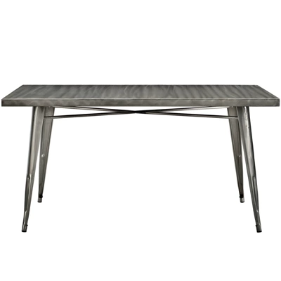 Alacrity Rectangle Metal Dining Table Gunmetal - Modway - Image 2