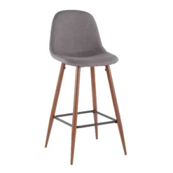 Set Of 2 Pebble Mid-Century Modern Modern Barstools Walnut/Charcoal - LumiSource
