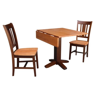 Set Of 3 36" Square Dual Dining Table With 2 San Remo Chairs Cinnamon/Brown - International Concepts - Image 4
