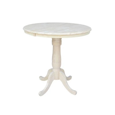36" Round Extendable Table With 12" Drop Leaf Unfinished - International Concepts - Image 8