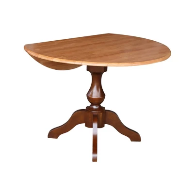 30.3" Gracelyn Round Dual Drop Leaf Pedestal Extendable Dining Table Cinnamon/Espresso - International Concepts - Image 3