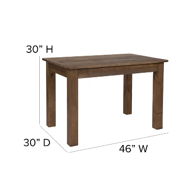 Flash Furniture 46" X 30" Rectangular Solid Pine Farm Dining Table - Image 3