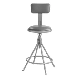24"-30" Height Adjustable Heavy Duty Vinyl Padded Swivel Steel Accent Barstool With Backrest Gray - Hampden Furnishings