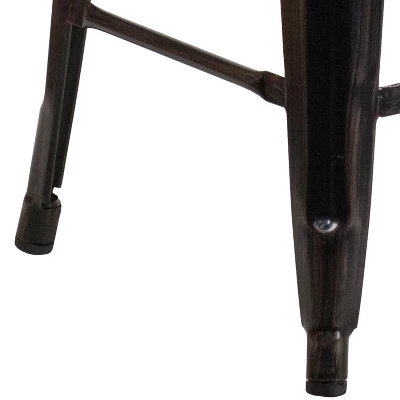 Flash Furniture 24" High Backless Metal Counter Height Stool With Square Wood Seat - Image 5