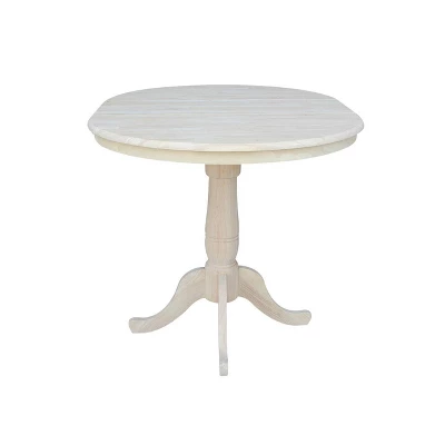 36" Round Extendable Table With 12" Drop Leaf Unfinished - International Concepts - Image 5
