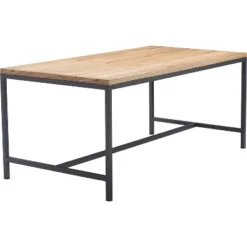 Dobson Natural Wood And Black Metal Dining Table Natural - Finch