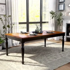 Jameson Country Style Extendable Dining Table Black/Oak - HOMES: Inside + Out