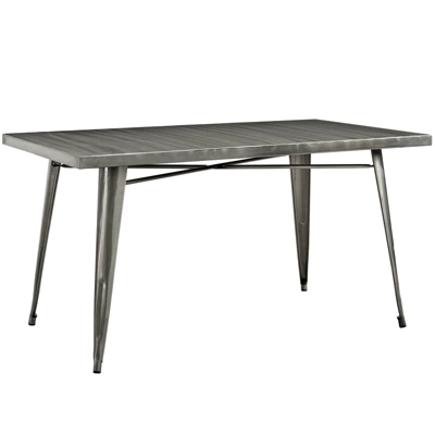 Alacrity Rectangle Metal Dining Table Gunmetal - Modway
