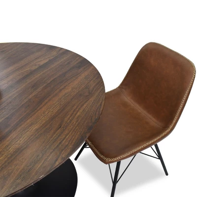 40'' Harold Foil Round Top Black Base Round Pedestal Dining Table -The Pop Maison - Image 4