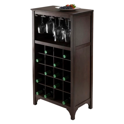 20 Bottles Glass Holder Wine Cabinet Wood/Coffee - Winsome - Image 2