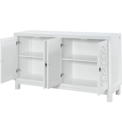 Classic Sideboard, 4 Door Buffet Cabinet With Pull Ring Handles-ModernLuxe - Image 9